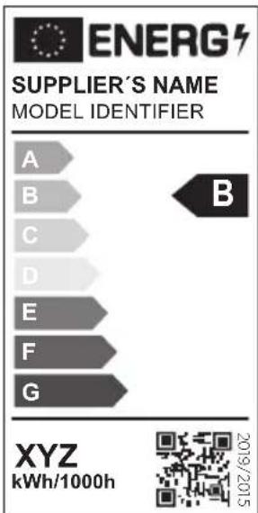 ENERG SUPPLIER'S NAME MODEL IDENTIFIER A B C D E F G B XYZ kWh/1000h 2019/2015