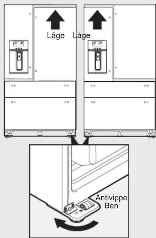 AEG RMB954E9VX - Nivellering af skabet og justering af køleskabslåge (om nødvendigt) - 1