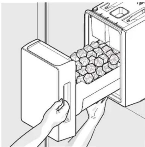 AEG RMB954E9VX - Den Eisbehälter müssen Sie in folgenden Fällen aus- und wieder einbauen: - 1
