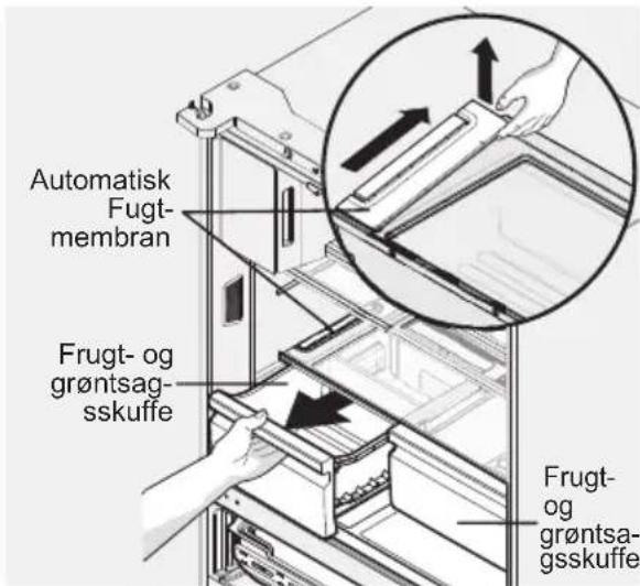 AEG RMB954E9VX - Sådan fjernes den automatiske fugtighedsstyringsmembran: - 1