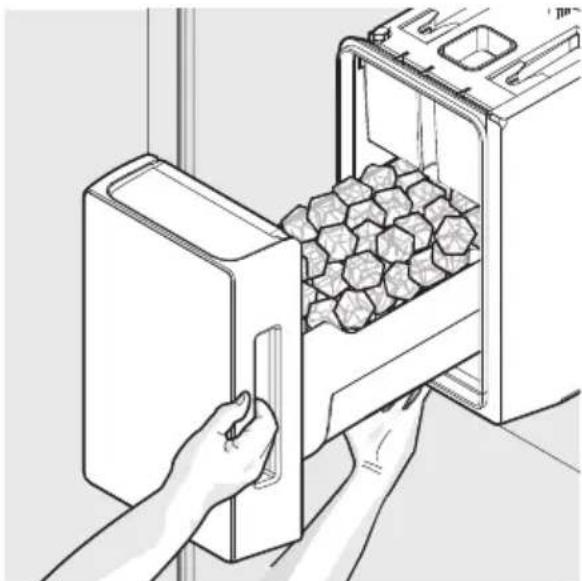 AEG RMB954E9VX - Rimuovere e vuotare il cassetto del ghiaccio nei seguenti casi: - 1