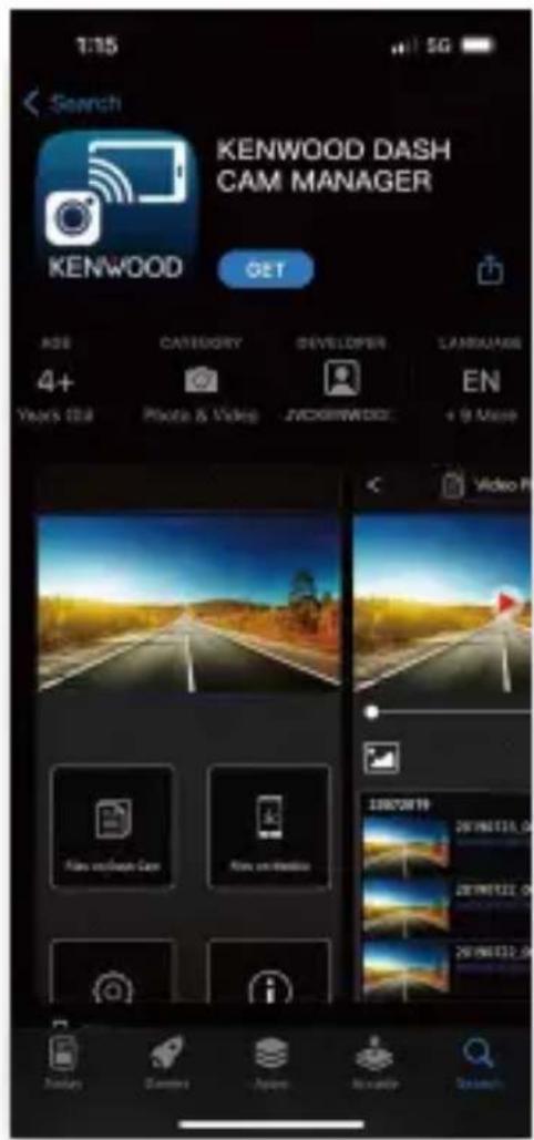 1:15 5G Search KENWOOD DASH CAM MANAGER KENWOOD GET AGE CATEGORY DEVELOPER LANGUAGE 4+ Years 03.8 Photo & Video JACKERWOOD EN + 9 Maps Video Pro Film on Image Cam Film on Video 128PCNTP 26/NE111.0 26/NE122.0 26/NE122.0 Display Clusters Image Mobile Scanout