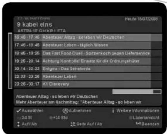 Inverto IDL5550S - PROGRAMMVORSCHAU (EPG) - KANALANSICHT - 1