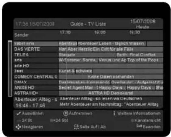 Inverto IDL5550S - PROGRAMMVORSCHAU (EPG) - LISTENANSICHT - 1