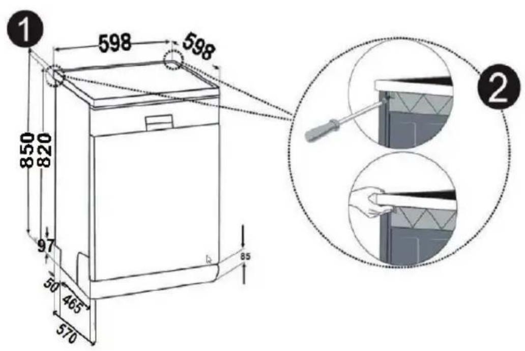 Clayton CL1449DBW - Installation sous un plan de travail - 1