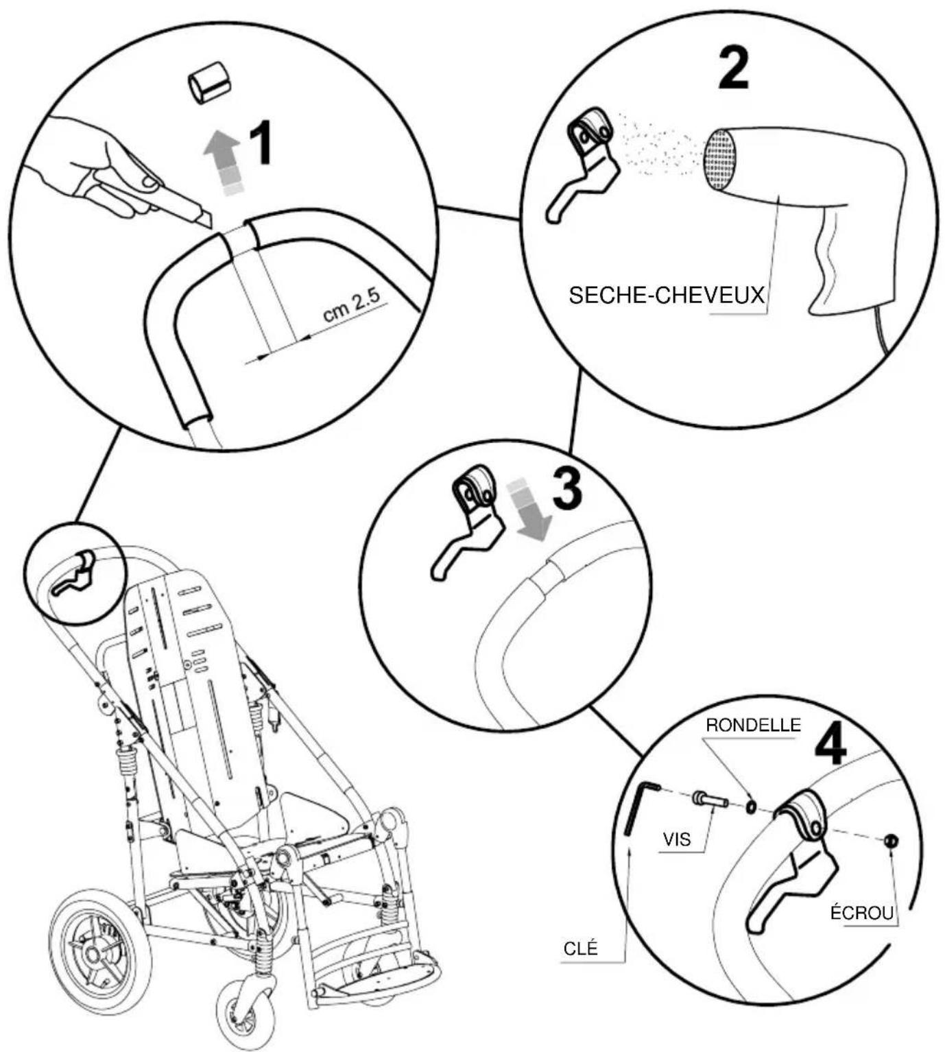 Life & Mobility Novus - B - INSERTION DU LEVIER FREIN MANUEL - 1