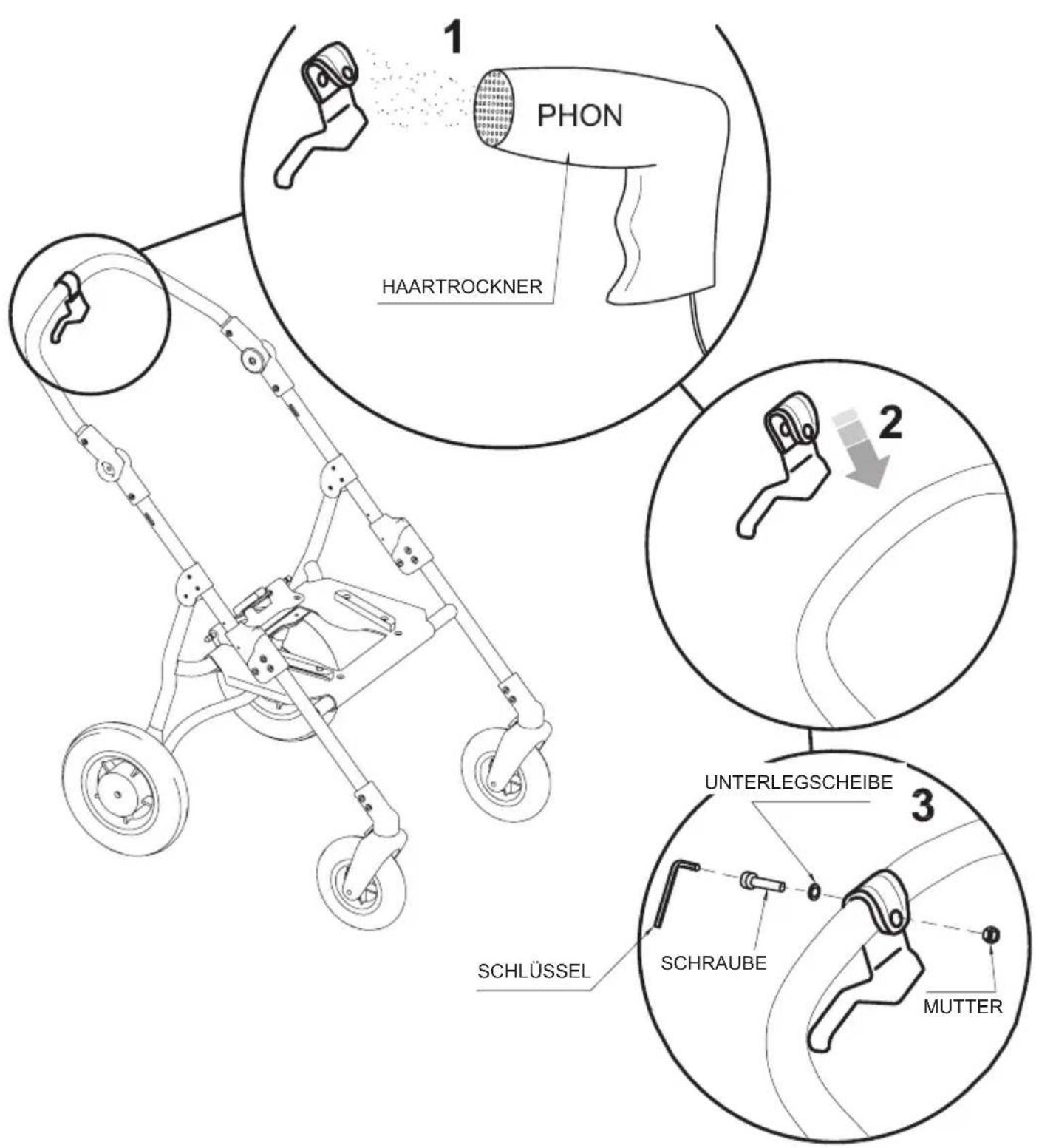 Life & Mobility NewBug - C - EINFÜGEN DES HANDBREMSENHEBELS - 1