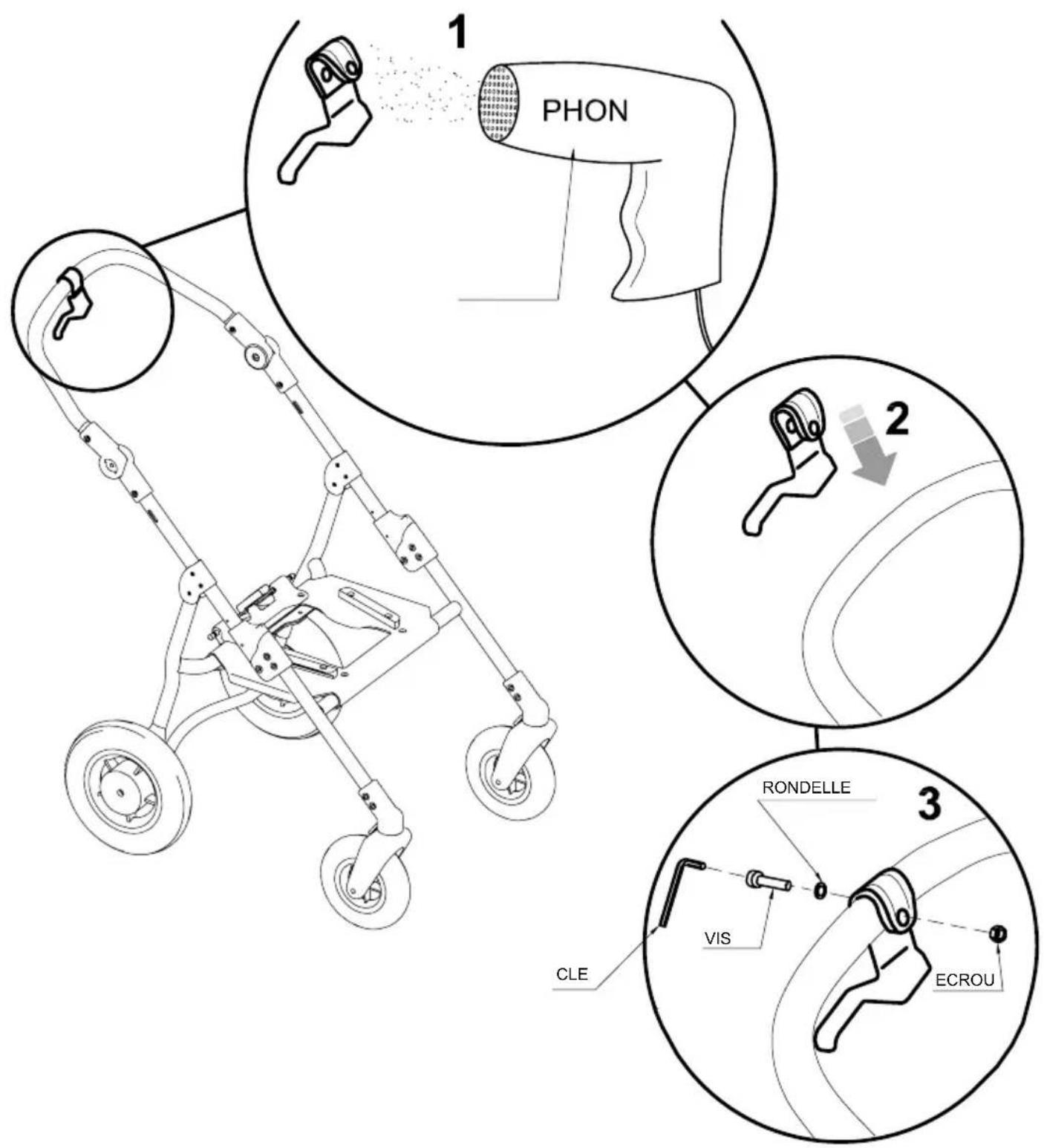 Life & Mobility NewBug - C - MONTER LE LEVIER DU FREIN A MAINS - 1