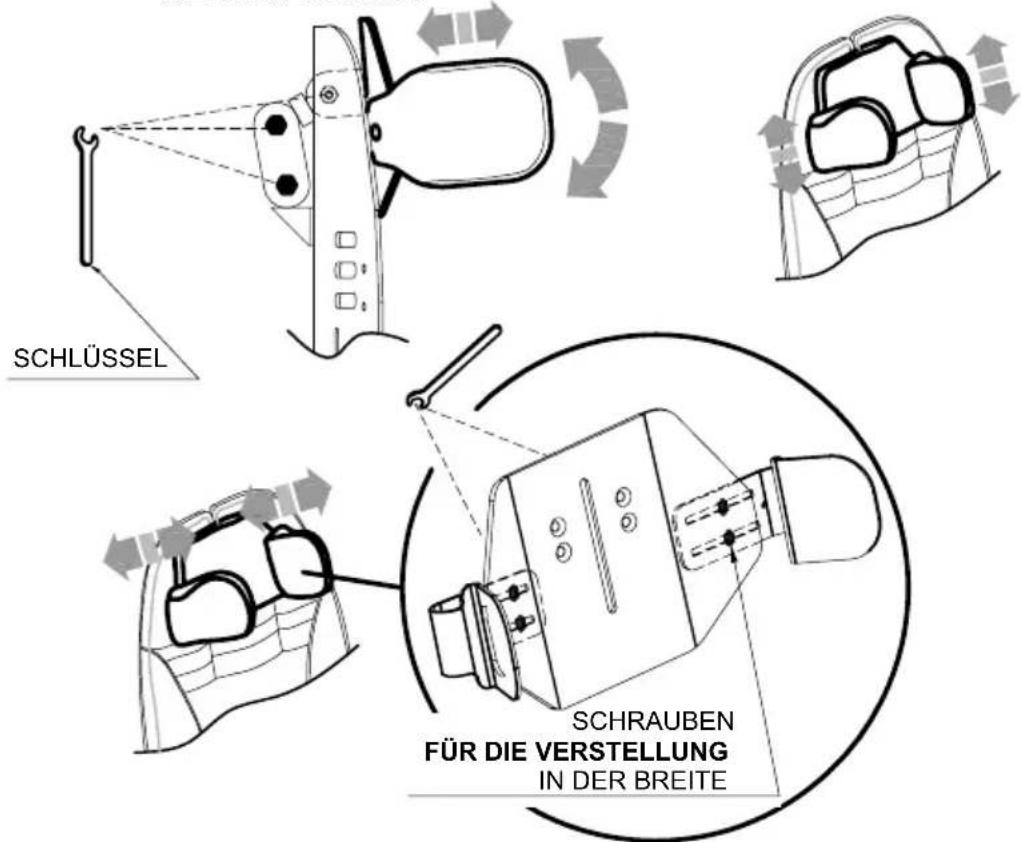 Life & Mobility NewBug - UM DIE POSITION DER KOPFSTUTZE ZU VERSTellen, LOCKERN SIE MIT DEM BEILIEGenden SCHLUSSEL DIE SCHRAUBEN Auf DER KOPFSTUTZE DER RÜCKENLEHNE. - 1
