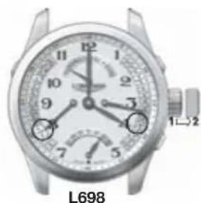 LONGINES L698 Retrograde Automatic - Correction de l'heure du second fuseau horaire (aiguille 24 heures) - 3