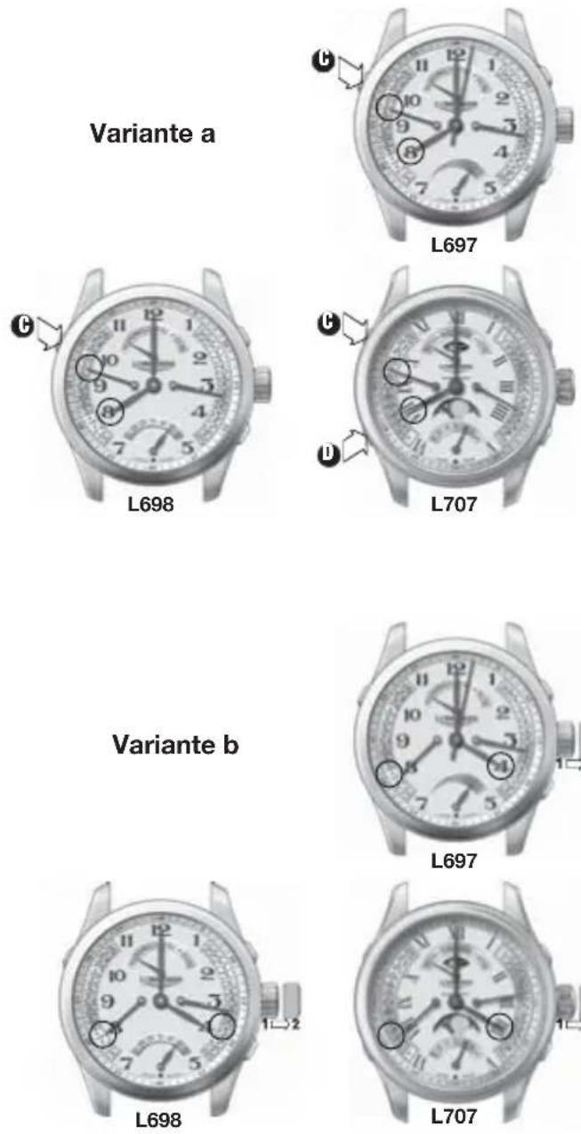 LONGINES L697 Retrograde Automatic - Correction de l'heure du second fuseau horaire (aiguille 24 heures) - 2
