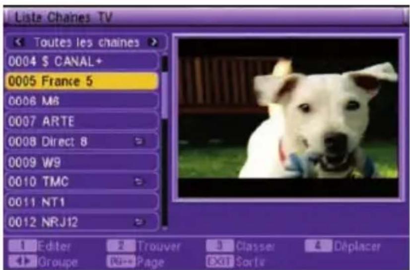 VISIONIC VNT 200 - Liste des programmes TV - 1