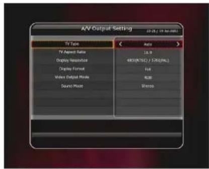 Octagon HD Noblence SF 1028P - Réglage sortie AV - 1