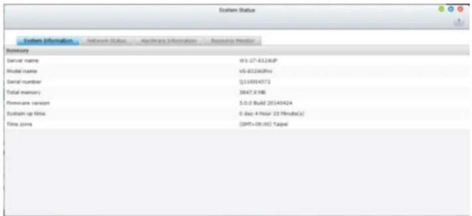 QNAP VS8124URP PRO+ - État du système - 1