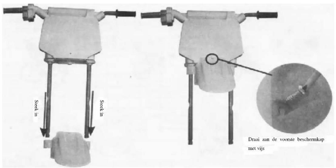 Marquant YQ606 - Installatie van voorste beschermkap, zie tekening 3 - 1