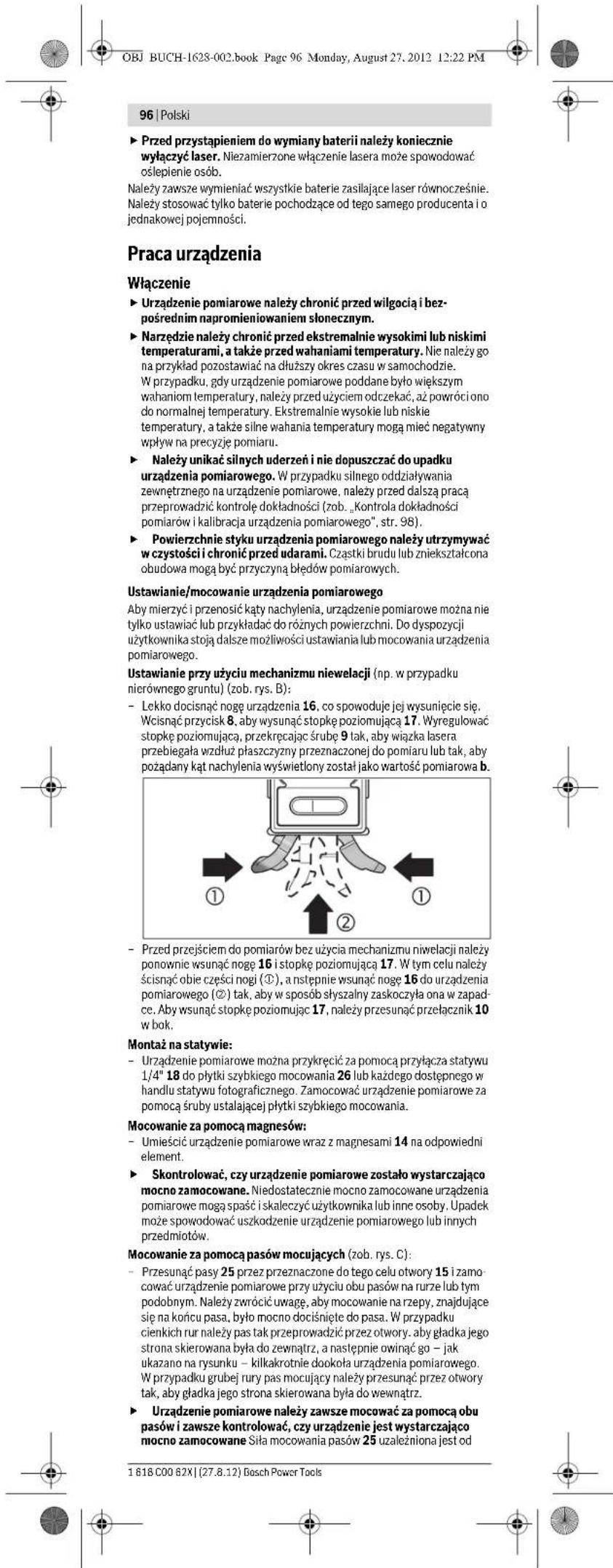 BOSCH GIM 60L - Wkladanie/wymiana baterii dla pomiaru kata nachylenia - 2