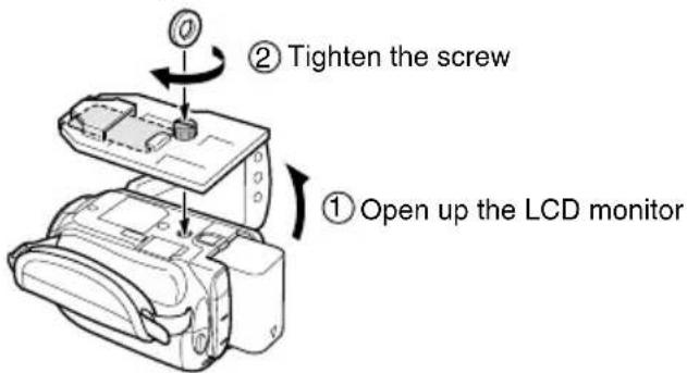 JVC WRMG200 - ③ Attach the base to the bottom of the camera. - 1