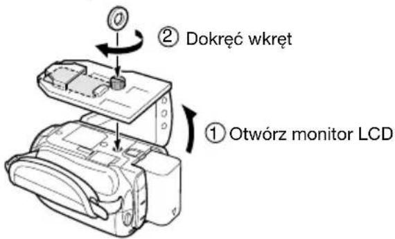 JVC WRMG200 - ③ Zamocuj podstawę do dolnej części kamery. - 1