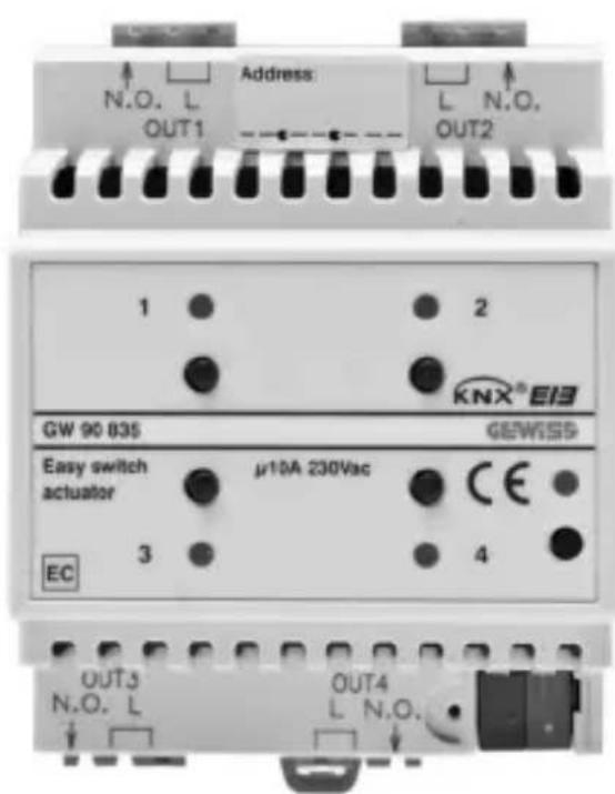 Gewiss GW90835 - Attutatore 4 canali 10 A Easy - da guida DIN - 1