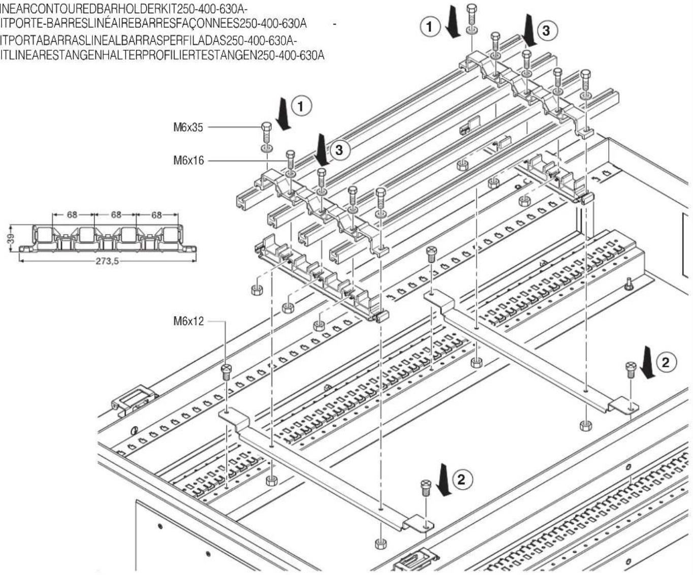 Gewiss GW45577 - KIT PORTABARRE LINEARE BARRE SAGOMATE 250-400-630A - - 1