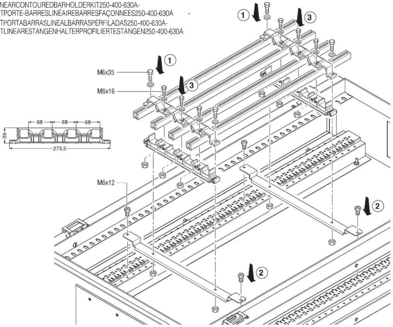 Gewiss GW45579 - KIT PORTABARRE LINEARE BARRE SAGOMATE 250-400-630A - - 1