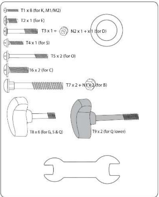 Little Tikes 5 in 1 Deluxe Ride & Relax Recliner Trike - INCLUDED HARDWARE - 1