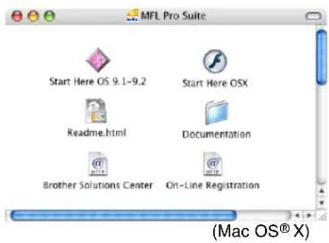 MFL Pro Suite Start Here OS 9.1-9.2 Start Here OSX Readme.html Documentation Brother Solutions Center On-Line Registration (Mac OS® X)