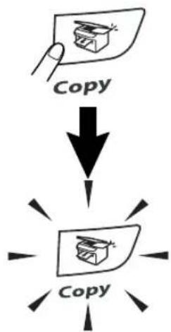 L'écran LCD affiche le réglage par défaut de l'option copie 100% Auto 01 Rapport de copie Qualité Nombre de copies