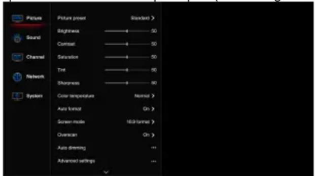 THOMSON 65US6006 - Utilisation des menus TV - 1