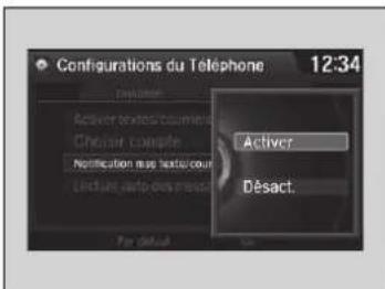 Acura ILX (2018) - Pour activer ou désactiver la fonction de messagerie texte/courriel - 1