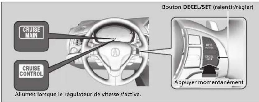 Acura ILX (2018) - Pour régler la vitesse de consigne du vehicule - 1