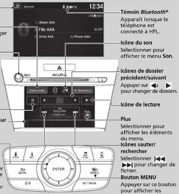 Acura ILX (2018) - Lecture à l'aide de Bluetooth® Audio - 1
