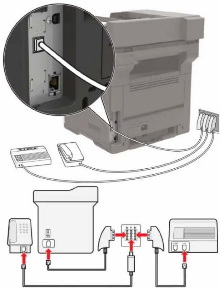 LEXMARK MX321adw - Connexion de l'imprimante à une prise murale en Allemagne - 1