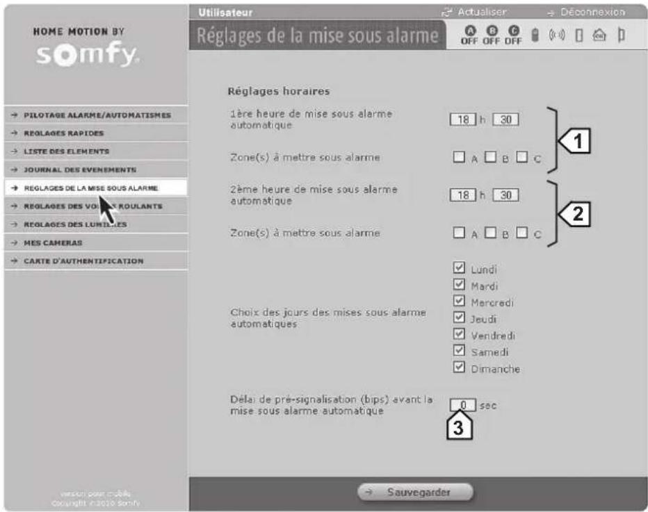 SOMFY 2401130 - Réglage de la mise sous alarme - 1