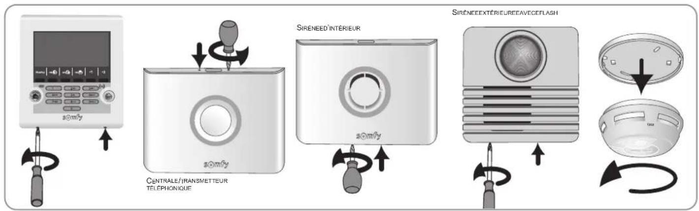 SOMFY 2401130 - 1/ Ouvrir les capots des autres éléments - 1