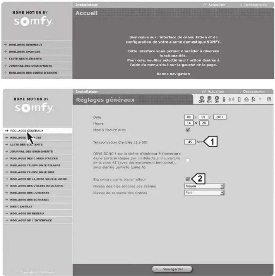 SOMFY 2401130 - Pages écran du menu Installateur - 1