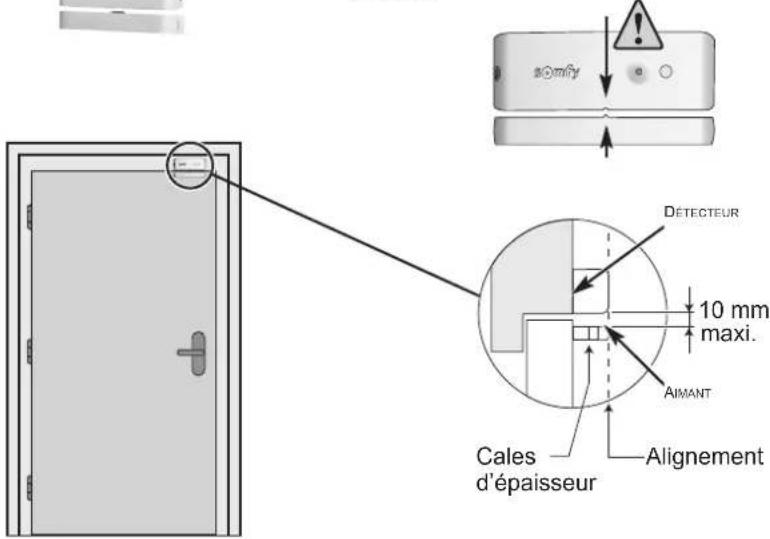 SOMFY 2401130 - Eviter de fixer le détecteur d'ouverture sur une partie métallique. - 1