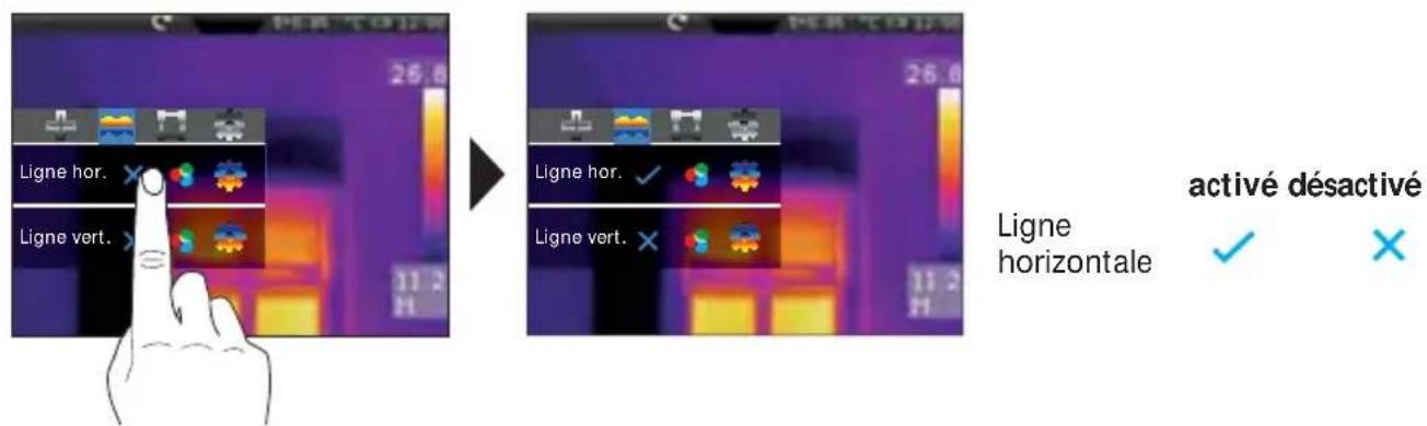 Laserliner ThermoCameraVision XP - Activation/Désactivation de la mesure horizontale des lignes - 2