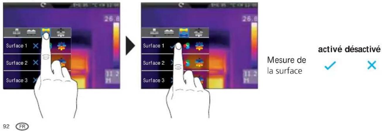 Laserliner ThermoCameraVision XP - Activer/Désactiver la mesure de la surface - 2