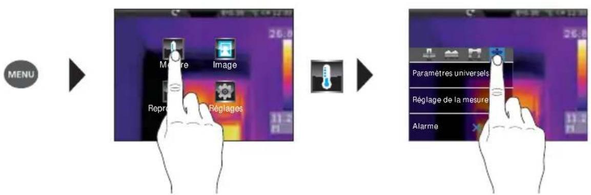 Laserliner ThermoCameraVision XP - Menu de réglage de la mesure infrarouge - 1