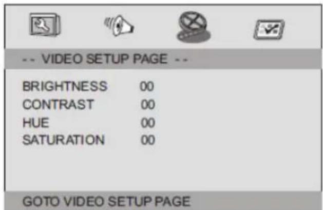 LENCO DVP710 - Page de configuration vidéo paramètres vidéo - 1