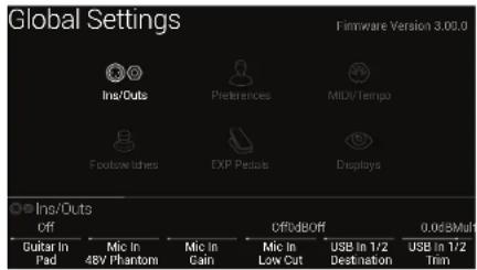 LINE 6 Helix LT - Global Settings - 1