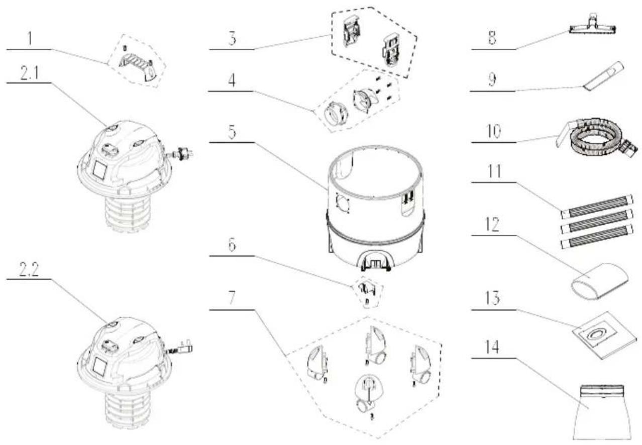 PARKSIDE PNTS 1300 C3 - Explosionszeichnung • Exploded Drawing Vue éclatée • Explosietekening Plano de explosión • Vista esplosa Designação de explosão - 1