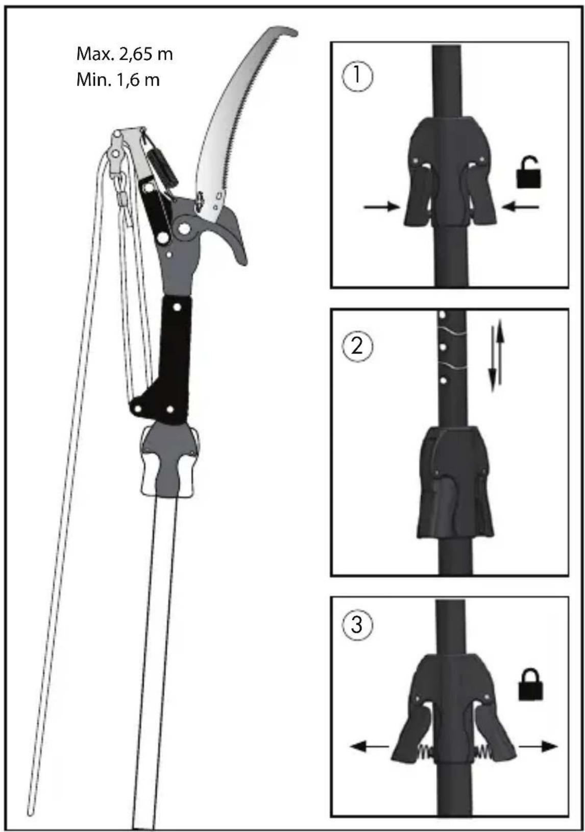 FLORABEST HG00987 - D) Teleskopstange verlangern / Rallonge de la tige téléscopique / Allungamento dell'asta telescopica - 1