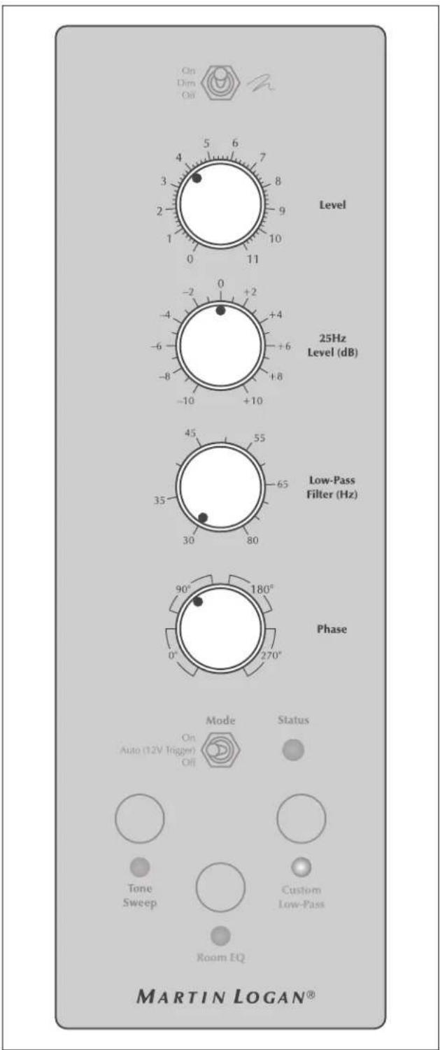 Martin Logan BalancedForce 210 - Recommended Control Settings: - 4