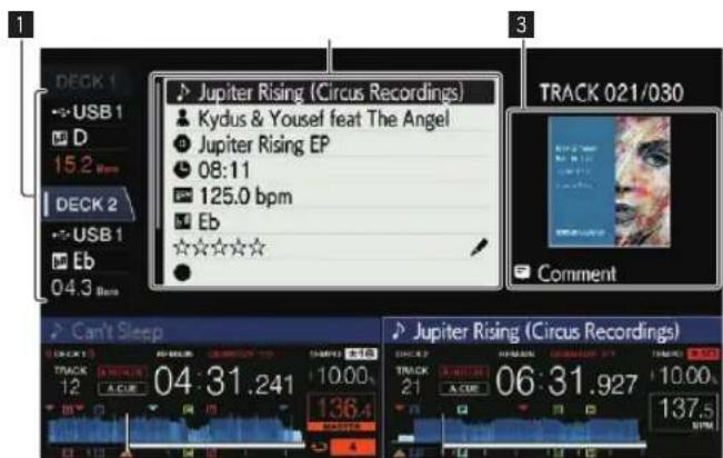 PIONEER XDJRX2 - Affichage des détails du morceau actuellément chargé - 1