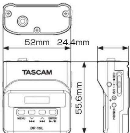 TASCAM DR10L - Esquema de dimensiones - 1