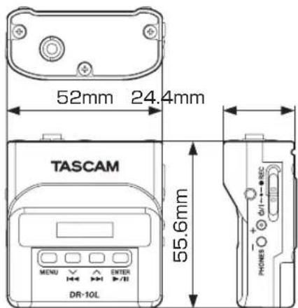 TASCAM DR10L - Dessin avec cotes - 1