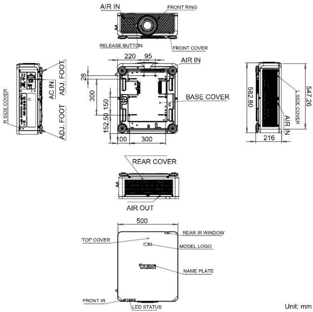 BENQ LU9915 - Cabinet dimensions - 1