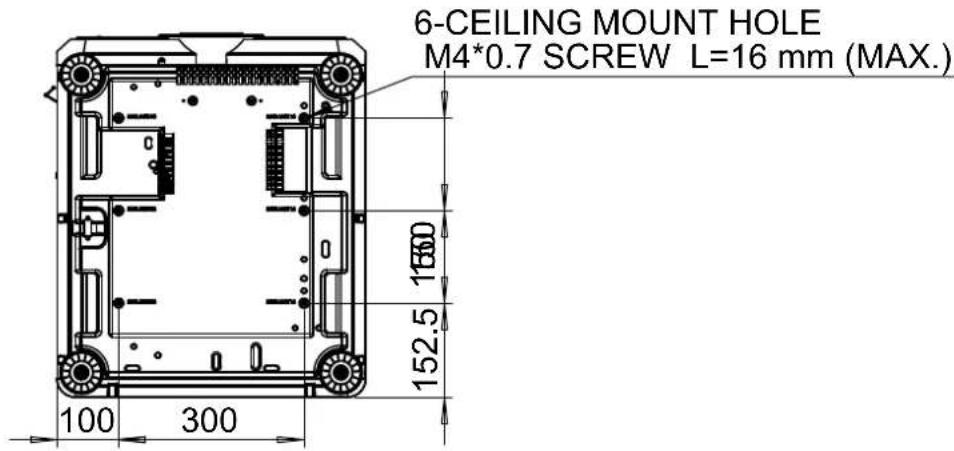 BENQ LU9915 - Ceiling mount hole dimensions - 1
